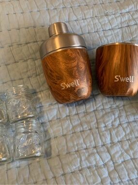 S'well Copper Woodgrain Cocktail Shaker and Tumbler Set